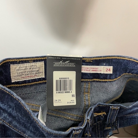 Levi’s 70’s High Rise Slim Straight Jeans Dark Wash - Picture 10 of 12